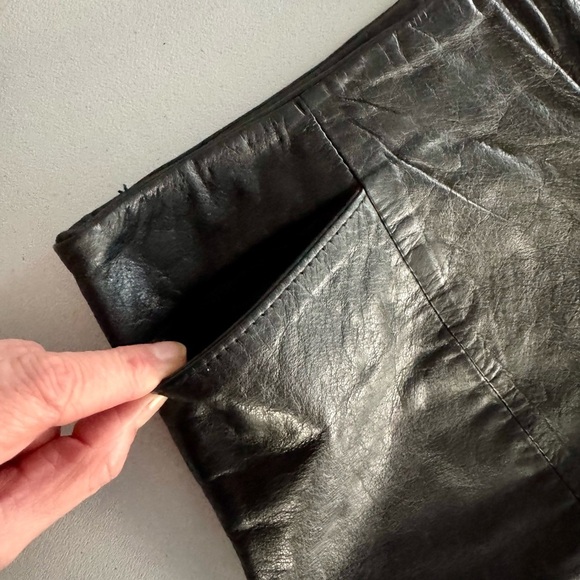 Esprit Genuine Black Leather Mini skirt - Picture 6 of 7